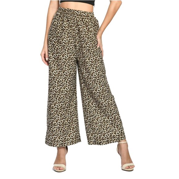 Women's Soft Cotton Blended Loose Fit Wide Leg Comfort Palazzo Printed Pants - Picture 9 of 16